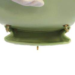 Pre Owned Chanel Green Lambskin Leather Rectangular Mini Pearl Crush Flap Bag Shoulder Bag