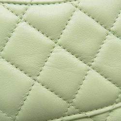 Pre Owned Chanel Green Lambskin Leather Rectangular Mini Pearl Crush Flap Bag Shoulder Bag