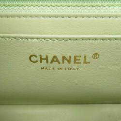 Pre Owned Chanel Green Lambskin Leather Rectangular Mini Pearl Crush Flap Bag Shoulder Bag