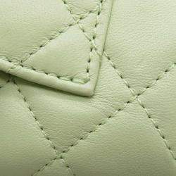 Pre Owned Chanel Green Lambskin Leather Rectangular Mini Pearl Crush Flap Bag Shoulder Bag