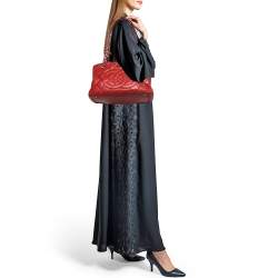 Pre Owned Chanel Red Quilted Caviar Leather CC Timeless Tote