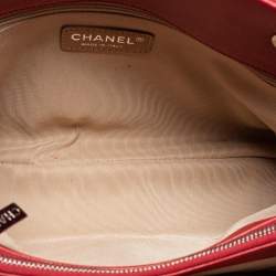 Pre Owned Chanel Red Quilted Caviar Leather CC Timeless Tote