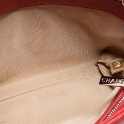 Pre Owned Chanel Red Quilted Caviar Leather CC Timeless Tote