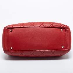 Pre Owned Chanel Red Quilted Caviar Leather CC Timeless Tote