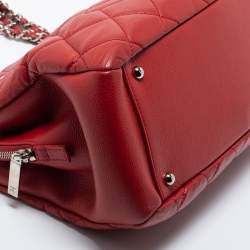 Pre Owned Chanel Red Quilted Caviar Leather CC Timeless Tote