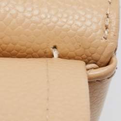 Pre Owned Chanel Beige Quilted Caviar Leather Jumbo Classic Double Flap Bag