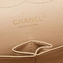 Pre Owned Chanel Beige Quilted Caviar Leather Jumbo Classic Double Flap Bag