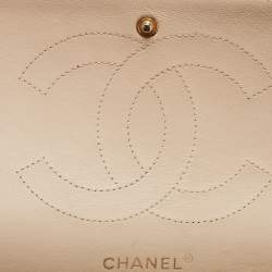 Pre Owned Chanel Beige Quilted Caviar Leather Jumbo Classic Double Flap Bag