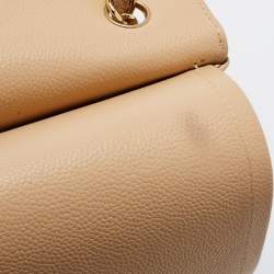 Pre Owned Chanel Beige Quilted Caviar Leather Jumbo Classic Double Flap Bag