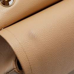 Pre Owned Chanel Beige Quilted Caviar Leather Jumbo Classic Double Flap Bag