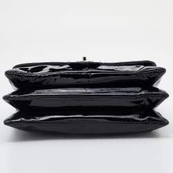 Pre Owned Chanel Black Patent Leather Paris Shanghai Camellia Flap Bag