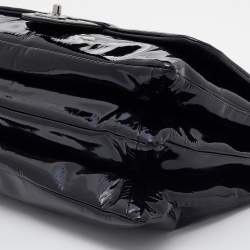 Pre Owned Chanel Black Patent Leather Paris Shanghai Camellia Flap Bag