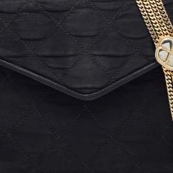 Pre Owned Chanel Black Quilted Satin Vintage Tassel Flap Bag