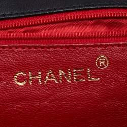 Pre Owned Chanel Black Quilted Satin Vintage Tassel Flap Bag