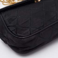 Pre Owned Chanel Black Quilted Satin Vintage Tassel Flap Bag