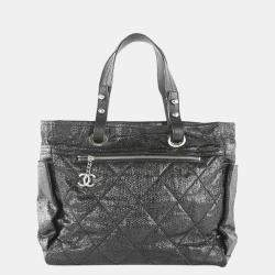 Chanel Black Patent Strass Crystal Bon Bon Logo Tote at 1stDibs