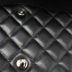Pre Owned Chanel Black Quilted Caviar Leather Maxi Classic Double Flap Bag