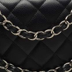 Pre Owned Chanel Black Quilted Caviar Leather Maxi Classic Double Flap Bag