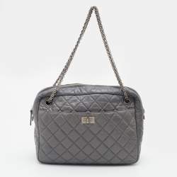 Chanel Grey Quilted Leather Large Reissue Camera Case Bag