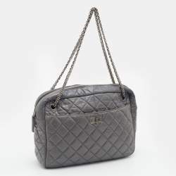 Chanel Grey Quilted Leather Large Reissue Camera Case Bag