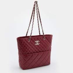 Pre Owned Chanel Red Quilted Leather In-The-Business North South Bag