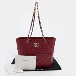 Pre Owned Chanel Red Quilted Leather In-The-Business North South Bag