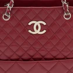 Pre Owned Chanel Red Quilted Leather In-The-Business North South Bag