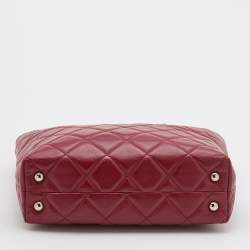 Pre Owned Chanel Red Quilted Leather In-The-Business North South Bag