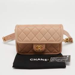 Pre Owned Chanel Two-tone Blush Pink Quilted Caviar Leather Sunset On The Sea Belt Bag