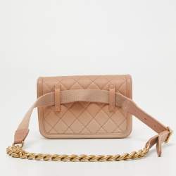 Pre Owned Chanel Two-tone Blush Pink Quilted Caviar Leather Sunset On The Sea Belt Bag