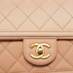 Pre Owned Chanel Two-tone Blush Pink Quilted Caviar Leather Sunset On The Sea Belt Bag