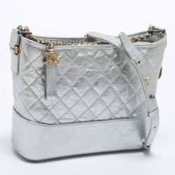 Pre Owned Chanel Silver Quilted Leather Large Gabrielle Hobo