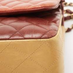 Pre Owned Chanel Tricolor Quilted Leather Jumbo Classic Double Flap Bag