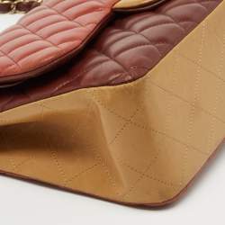 Pre Owned Chanel Tricolor Quilted Leather Jumbo Classic Double Flap Bag