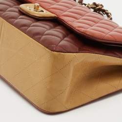 Pre Owned Chanel Tricolor Quilted Leather Jumbo Classic Double Flap Bag