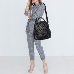 Pre Owned Chanel Black Quilted Coated Canvas Vertical Sport Weekender Bag 