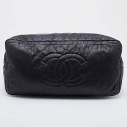 Pre Owned Chanel Black Quilted Coated Canvas Vertical Sport Weekender Bag 