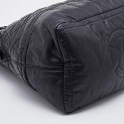 Pre Owned Chanel Black Quilted Coated Canvas Vertical Sport Weekender Bag 