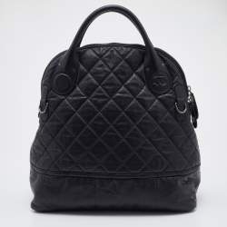 Pre Owned Chanel Black Quilted Coated Canvas Vertical Sport Weekender Bag 