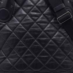 Pre Owned Chanel Black Quilted Coated Canvas Vertical Sport Weekender Bag 