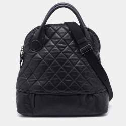 Pre Owned Chanel Black Quilted Coated Canvas Vertical Sport Weekender Bag 