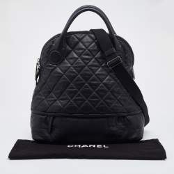 Pre Owned Chanel Black Quilted Coated Canvas Vertical Sport Weekender Bag 