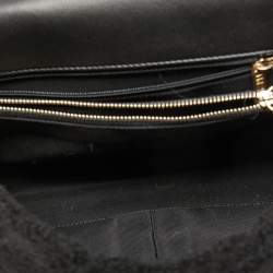 Pre Owned Chanel Black Shearling Fur Coco Handle Flap Bag