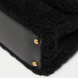 Pre Owned Chanel Black Shearling Fur Coco Handle Flap Bag