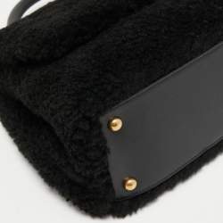 Pre Owned Chanel Black Shearling Fur Coco Handle Flap Bag
