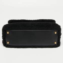 Pre Owned Chanel Black Shearling Fur Coco Handle Flap Bag