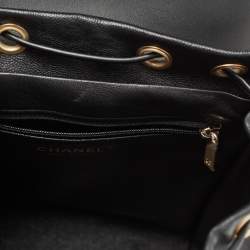 Pre Owned Chanel Black Quilted Caviar Leather Filigree Backpack