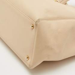 Pre Owned Chanel Beige Leather Cerf Shopper Tote