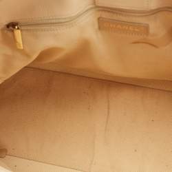 Pre Owned Chanel Beige Leather Cerf Shopper Tote