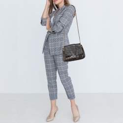Pre Owned Chanel Dark Grey Quilted Leather Whipstitch Flap Bag